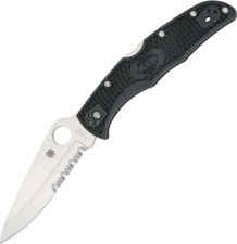 Spyderco Endura 4 Lockback 3.75" VG-10 Serrated Black FRN Folding Knife C10PSBK