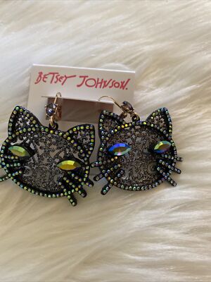 Betsey Johnson Cat Face Earrings