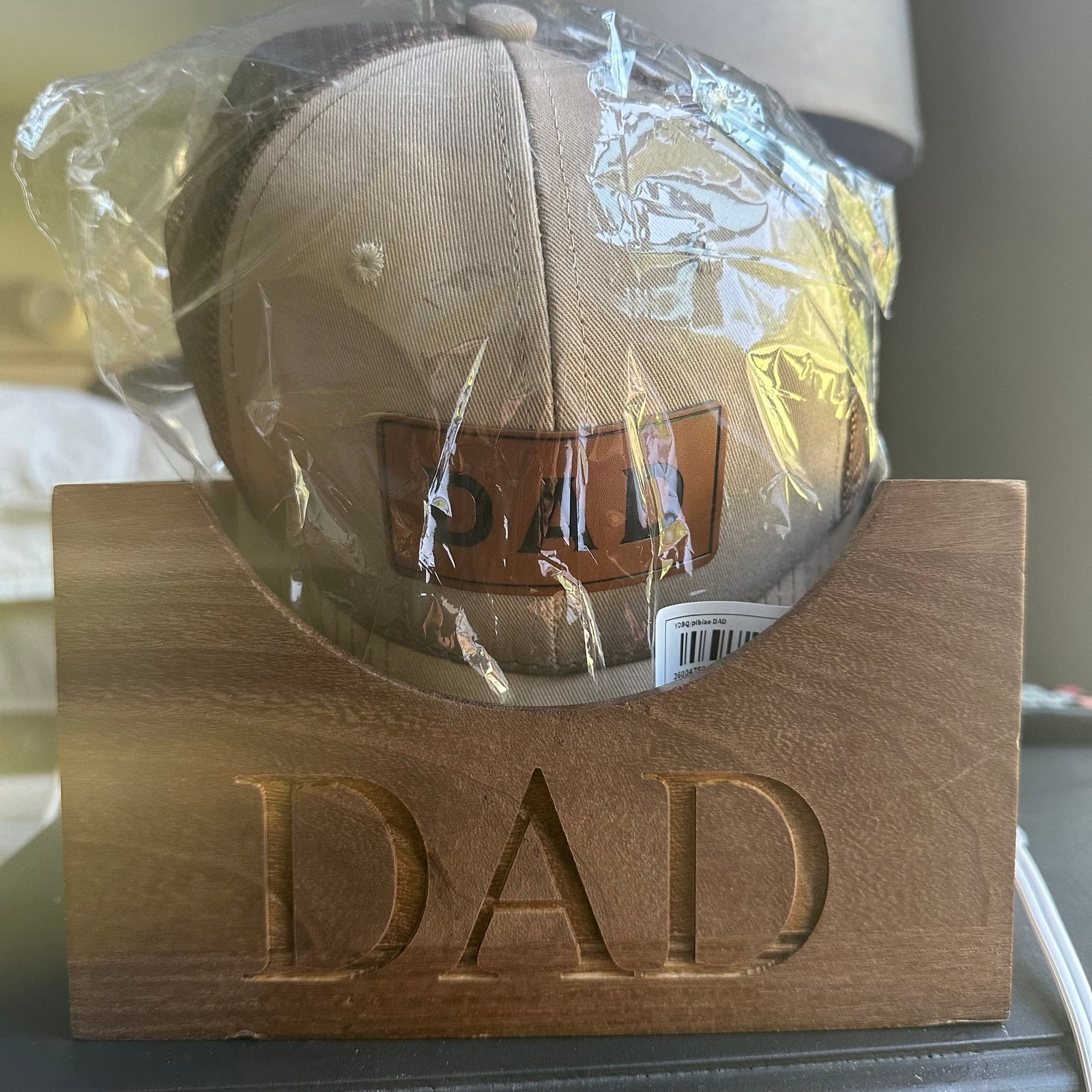 Dad Hat with Leather Patch and Display Stand