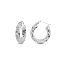 4x20mm Twist Round Click-Top Polished Sterling Silver Small Hoop Earrings