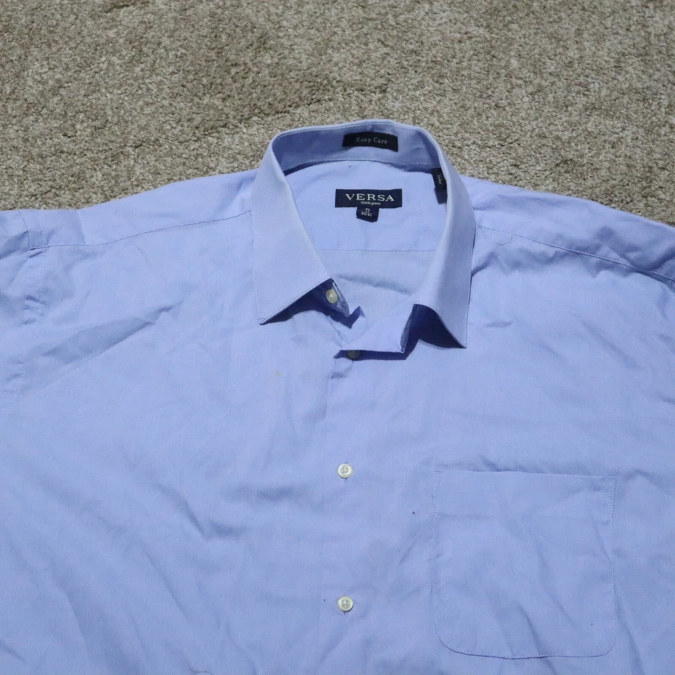 Camisa de vestir Versa azul manga larga abotonada fácil cuidado para hombre talla XL 17 34/35 Foto 2 de 4