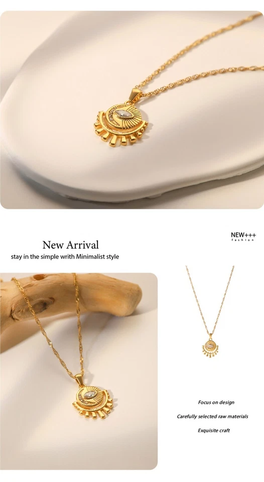 Stainless Steel with 18k Gold Plated lucky Rope Chain Necklace Pendant Jewelry - Image 3 of 4