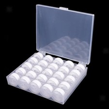 25x Bobbins and Sewing Machine Thread Kit with Case for Brother Singer White