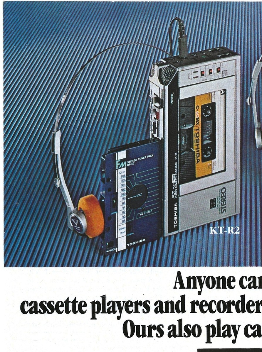 Vintage Print Ad Toshiba KT-S1 / KT-R2 Portable AM/FM Cassette