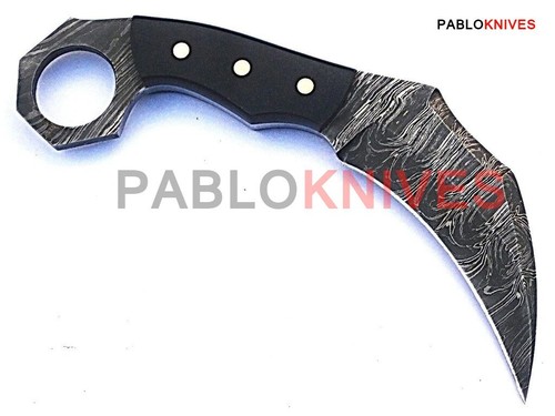 Rare Custom Hand Forged Damascus Steel Hunting Karambit Knife Micarta Handle - Picture 2 of 3