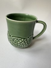 Bordallo Pinheiro Mug/Cup Green Embossed Grape Vine Leaves Portugal