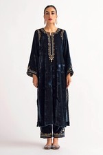 Navy Blue Color velvet embroidered Kurta with salwar