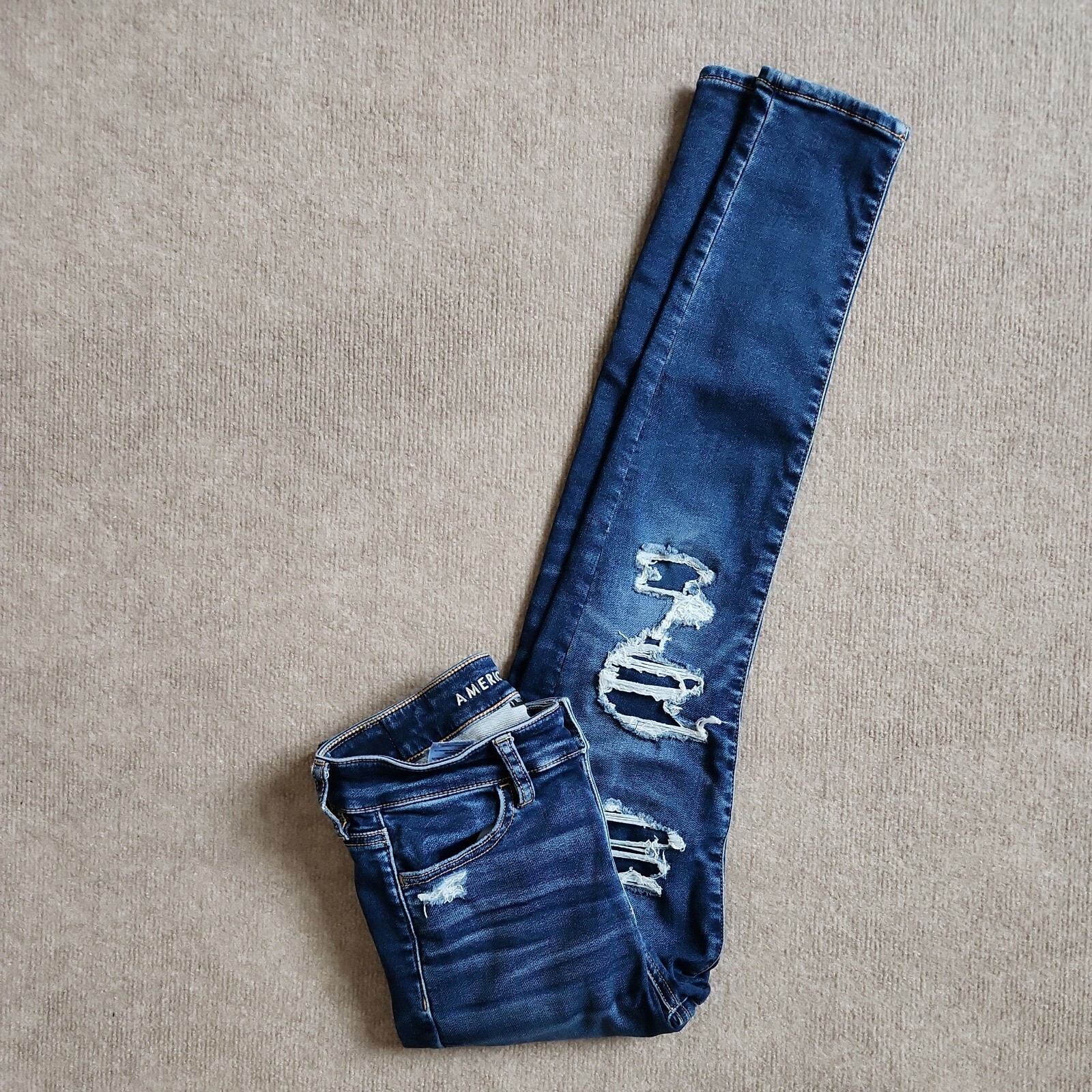 American Eagle Next Level Stretch Hi Rise Jegging Jeans Womens Size 2 Distressed eBay