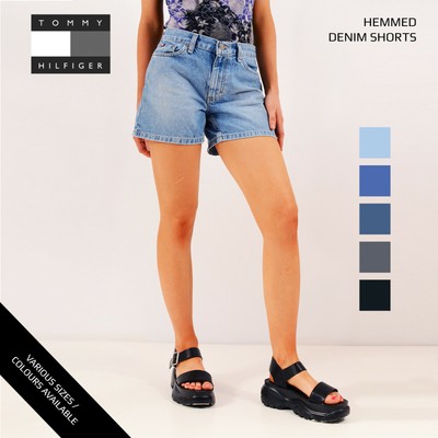 hemmed jean shorts
