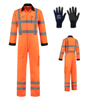 Warnschutz Overall Kombi orange Arbeitsoverall Anzug  EN471 Reflexstreifen