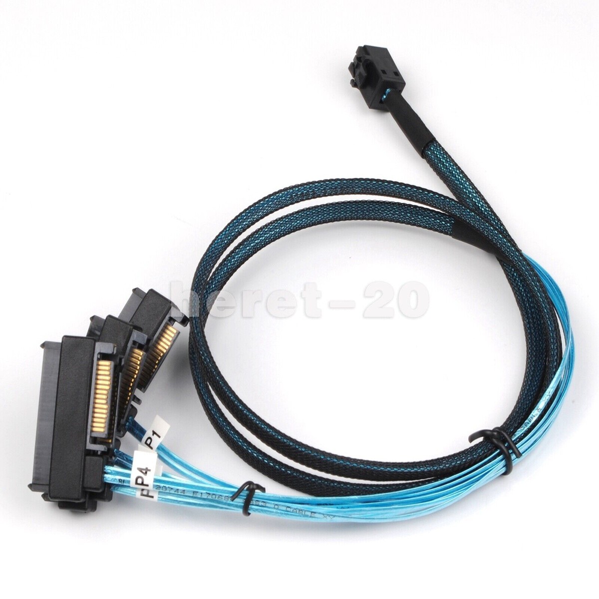 タブ Mini SAS HDD SFF-8643 to 4 SAS SFF-8482 Connector with Power Port