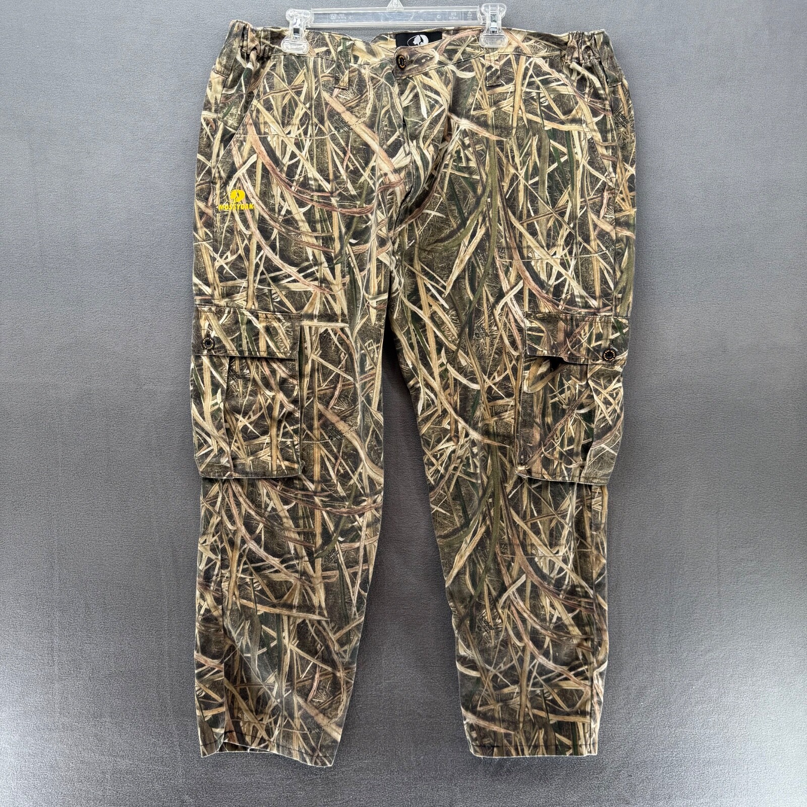 Mossy Oak Hunting Pants 2XL (44-46) Cargo Pocket Bush Camo Elastic Waist Camping