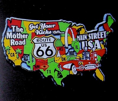 Route 66 Mother Road Map - Main Street USA Travel Souvenir Magnet
