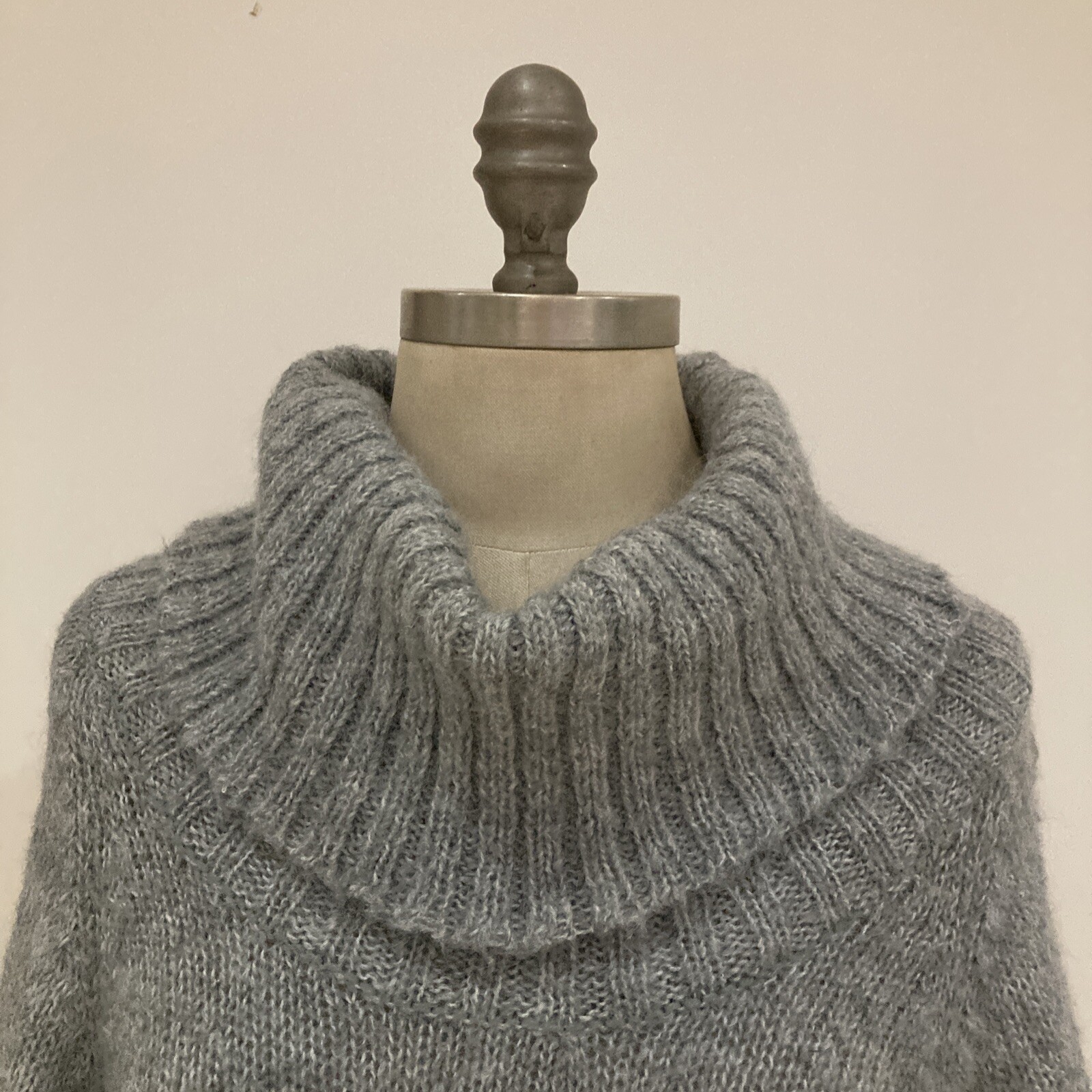 Vintage 90s Y2K 00s New Look Old Label Grey Cowl Neck Sweater, Size 12 UK 3
