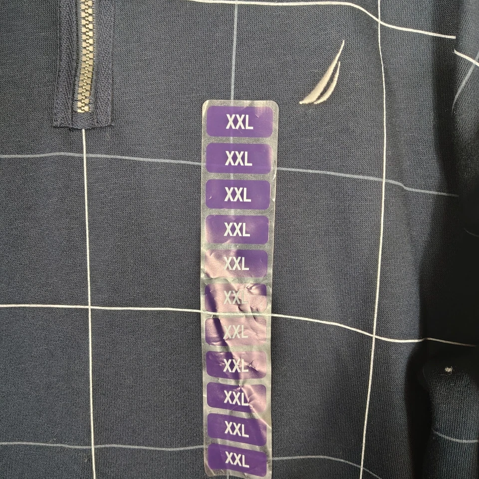 Moletom Nautica masculino 2XL xadrez marinho forrado de lã 1/4 zíper manga longa aconchegante novo com etiquetas - Imagem 3 de 4