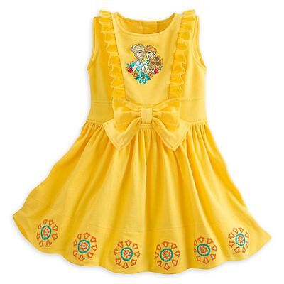 Disney Store Frozen Anna Elsa Yellow Knitted Dress Tunic Skirt Girl Size 5//6