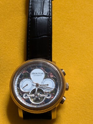 NEW Heritor Automatic 'Aura' Exhibition Watch-Rose Gold/White - HERHR3506