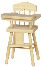 Poupées Maison Bare Bois Bébé Chaise Haute Miniature Maternelle Meuble Cuisine 1