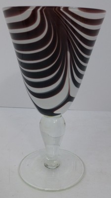 Global Amici Murano Hand Blown Glasses-Zebra Pattern-Purple and White-Unused
