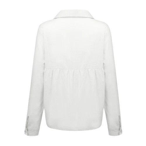 Blusa Prendas para el torso informal elegante de lino de algodón de manga larga para mujer - Imagen 20 de 38