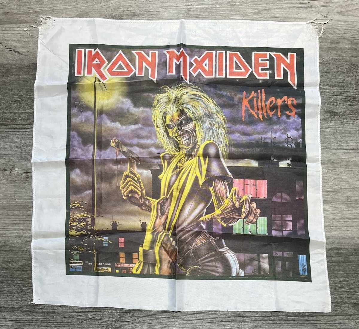 Vintage 1982 Iron Maiden Number of the Beast Fabric Flag Banner