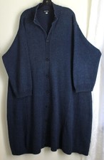Eskandar O/s Indigo Denim Jean Amazing 48" Long Sweater Coat Duster Jacket