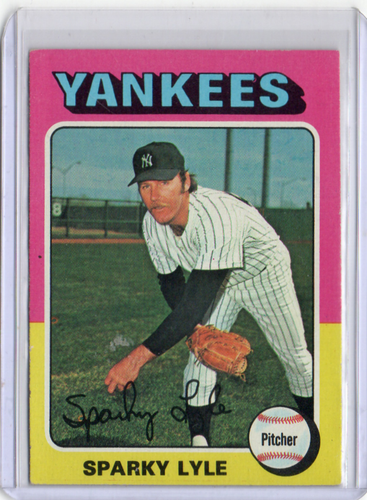 Tarjeta Topps Sparky Lyle 1975 #485 Yankees en muy buena condición-ex A84