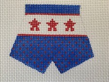 Hand Painted Stitch-its Needlepoint Canvas Patriotic Boxers or Swim Trunks