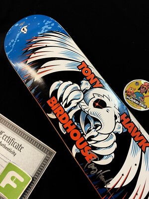 RARE SIGNED Tony Hawk Spiral Falcon COA Birdhouse Skateboard Deck