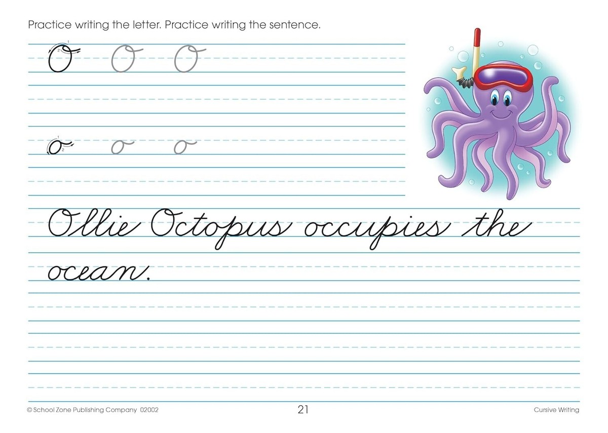 Cursive Handwriting: Activity Workbook For Kids Beginning To Learn Writing In Cursive. Letter - Foto 7