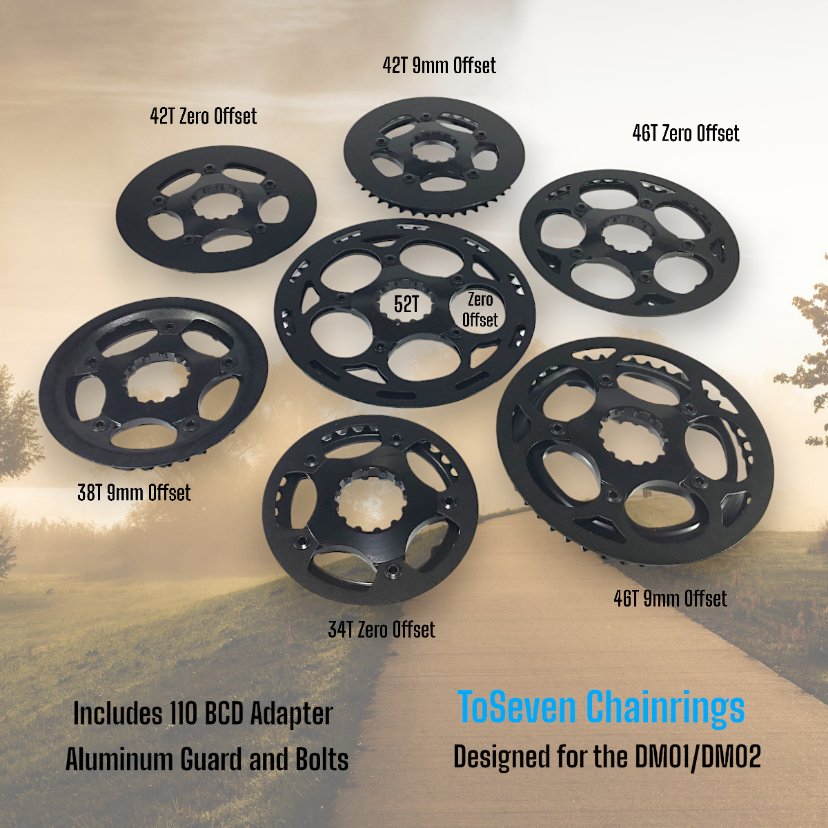 ToSeven DM01 and DM02 Chainrings with 110 BCD Spider, Bolts ToSeven DM01 and DM02 Chainrings with 110 BCD Spider, Bolts