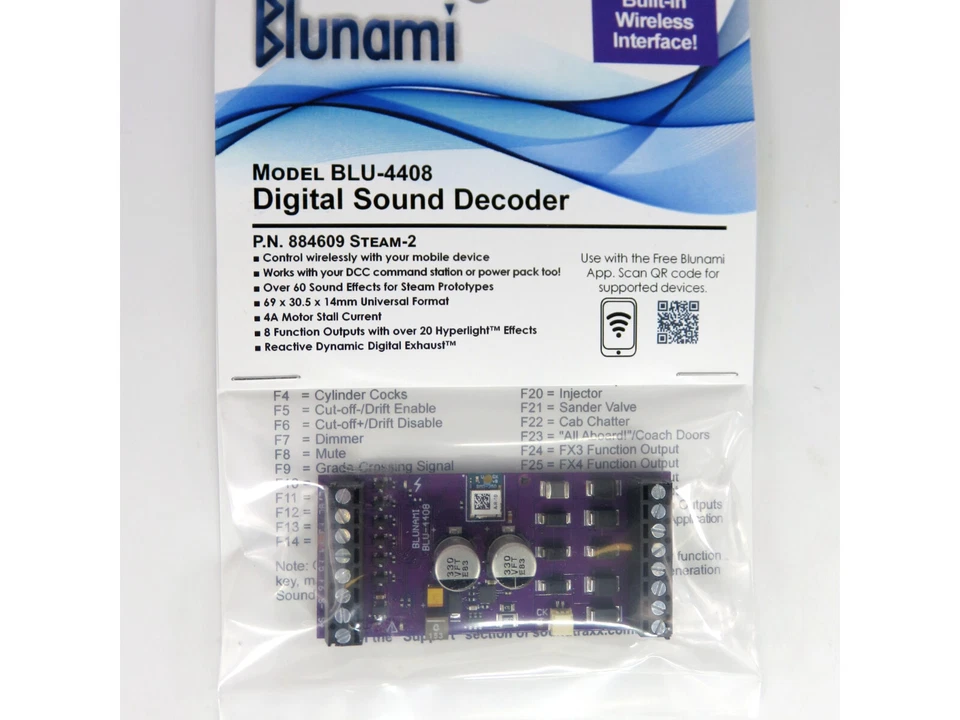SoundTraxx 884609 BLU4408 Blunami Wireless Large Scale Steam 2 Sound DCC Decoder - Image 4 of 4