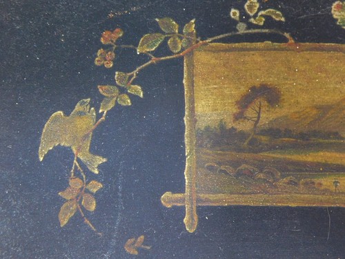Antique c. 1880 Papier Mache Wall Rack BlacLidded Storage Box For Mail / Gloves - Picture 16 of 24