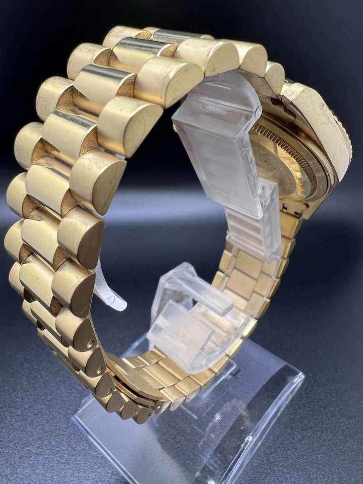 Men’s President Croton Automatic Watch Gold Tone Genuine Diamonds MOP Dial Watch - Image 4 of 4