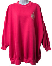 Vintage Jordache Oversized Beach Sweatshirt L XL Drop Shoulder Logo Pink 80s 90s