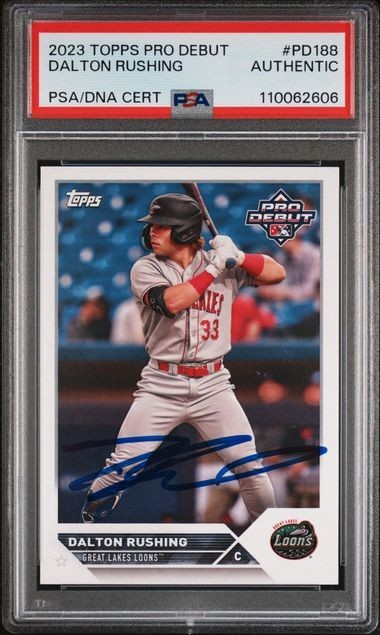 2023 DALTON RUSHING AUTO PSA AUTHENTIC Topps Pro Debut Dodgers