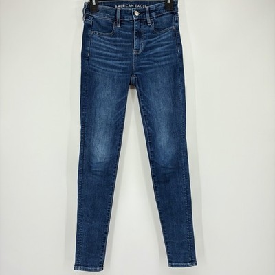 American Eagle Women s Blue Skinny Jeans Hi Rise Jegging Size 0