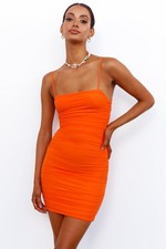 Hello Molly Dress Airy World Open Cut Out Back Orange Size 4