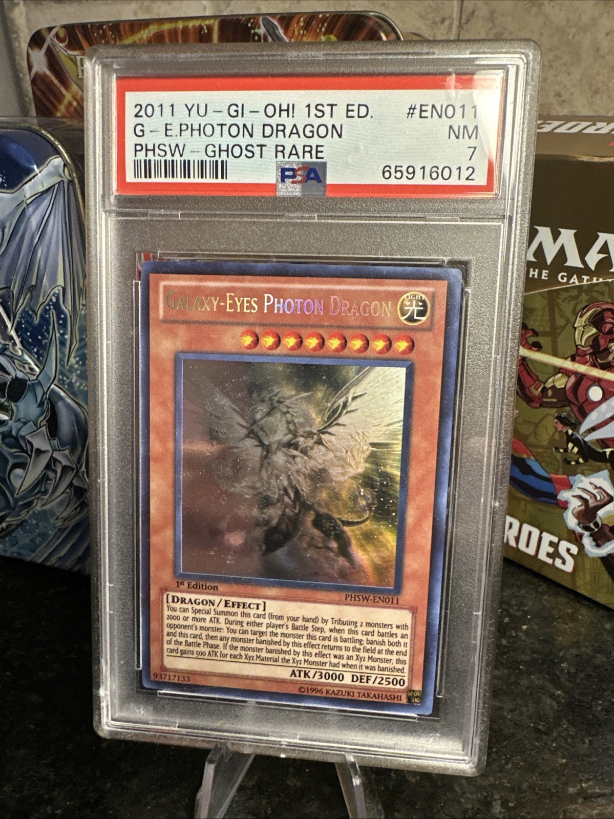 YUGIOH GALAXY EYES PHOTON DRAGON GHOST 1ST ED PHSW-EN011 PSA 7 view 2