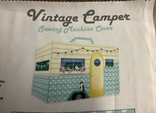 Panel de proyecto de algodón con cubierta de máquina de coser cámper vintage