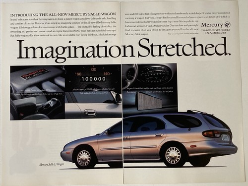 1996 Mercury Sable Station Wagon Two Page Print Ad Imagination Streched