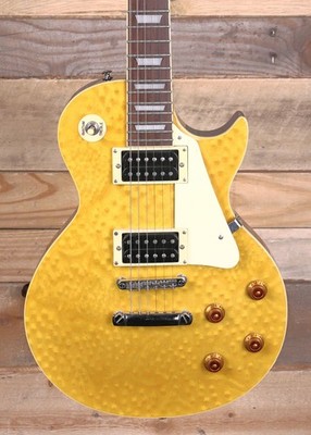 Epiphone Les Paul Classic Birdseye Electric Guitar Trans Amber w/ Case