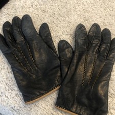 Coach Vtg Black W/ Tan Accent Leather Cashmere Lined Gloves Sz 7.5 Rare Ladies