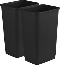 Image of 2x Large Workplace Black Plastic Waste Swing Bins 60L