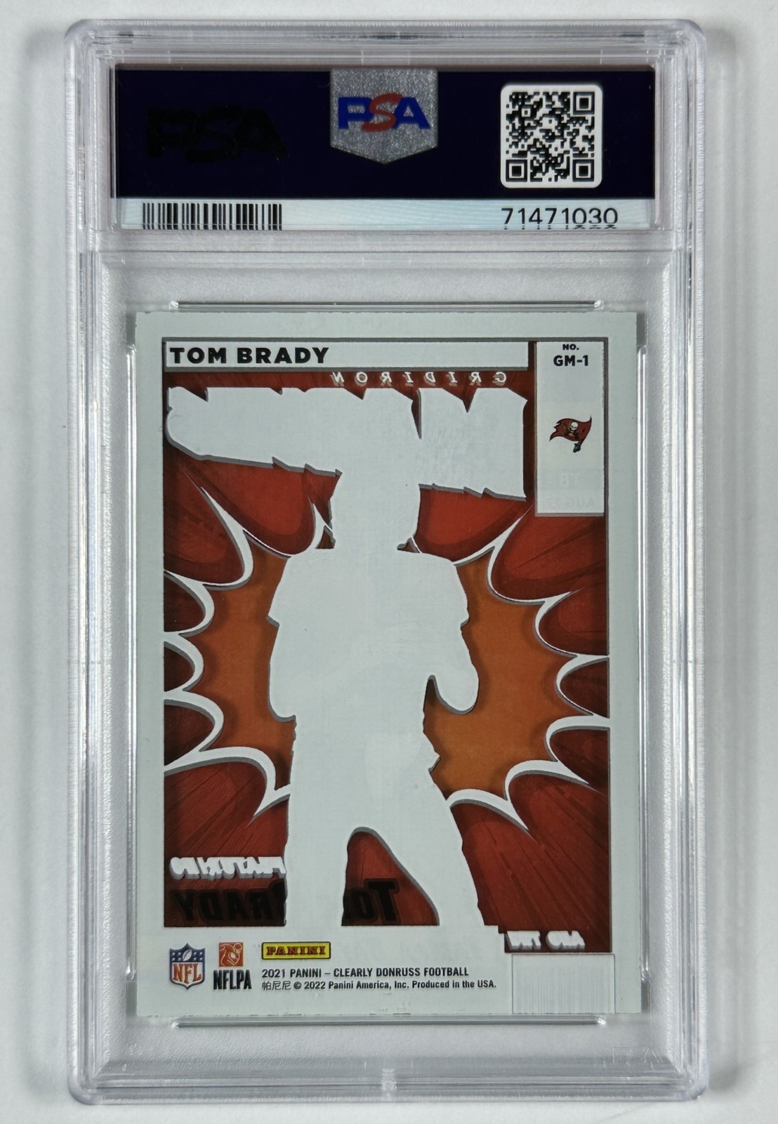 TOM BRADY PSA 9 2021 PANINI CLEARLY DONRUSS #GM-1 GRIDIRON MARVELS 1030 view 2