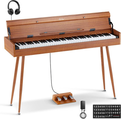 EUP-100 88-Key Digital Piano with Weighted Keys, Pedals & MIDI - Retro Wood