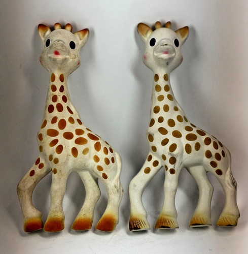 Lot 2 Sophie La Girafe Style Rubber Squeaky Giraffe Baby Teether Toy Used