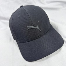 Puma Hat Cap Fitted Mens Large XL Black Cat Logo Microfiber Baseball Sports