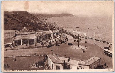 Scarborough Vintage Postkarte Ecke Cafe North Bay England Meer