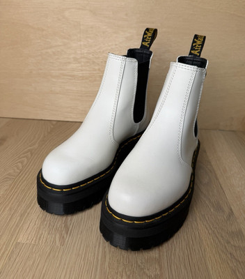 Dr. Martens 2976 Quad White Leather Chelsea Boots Women's US 6 UK 4 EU 37